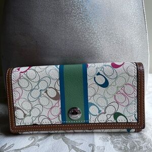 Coach Multicolored C monogram trifold Wallet. COACH